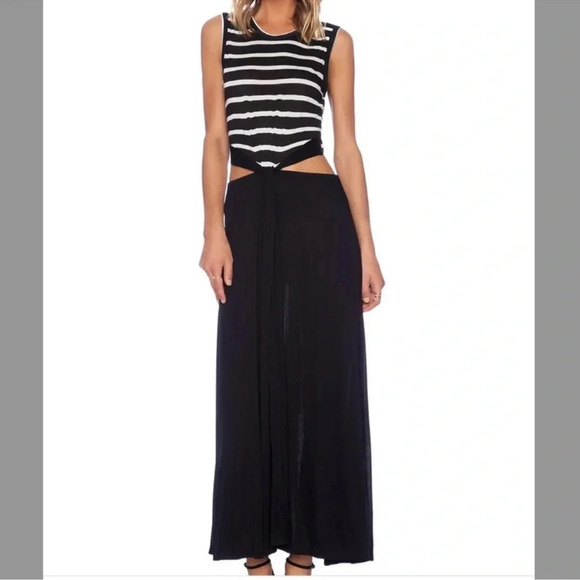 A.L.C. Cutout Maxi Dress Alejandro Black & White Striped Jersey Size XS - Picture 1 of 6
